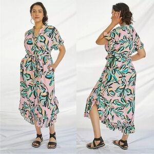 Anthropologie Corey Lynn Calter Ruffled Midi Shirtdress Size XS